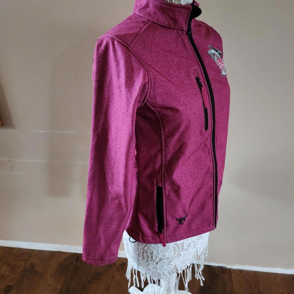 Cowgirl Hardware Pink Embroidered Softshell Fleece Lined Full Zip jacket M - Picture 6 of 9